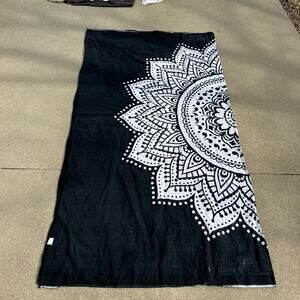 JP Mandala henna tapestry black white LARGE 100% Cotton